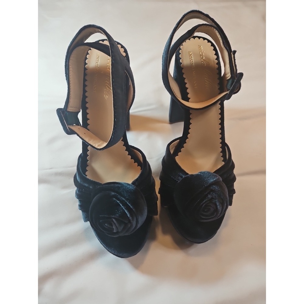Antonio Melani Nicola Bathie Emilia Forrest Green Velvet Platform Heels Sz 8.5